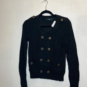 Chic Black Button-Accent Cardigan